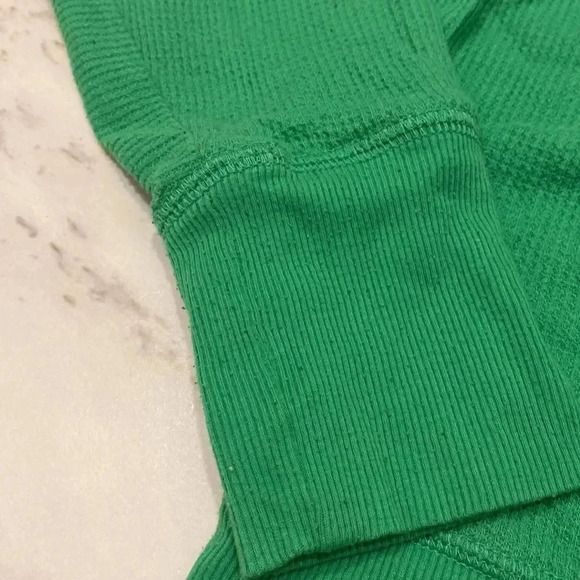 American Eagle Outfitters Vintage Ribbed Green Pullover Logo Front Crewneck S - Picture 5 of 7
